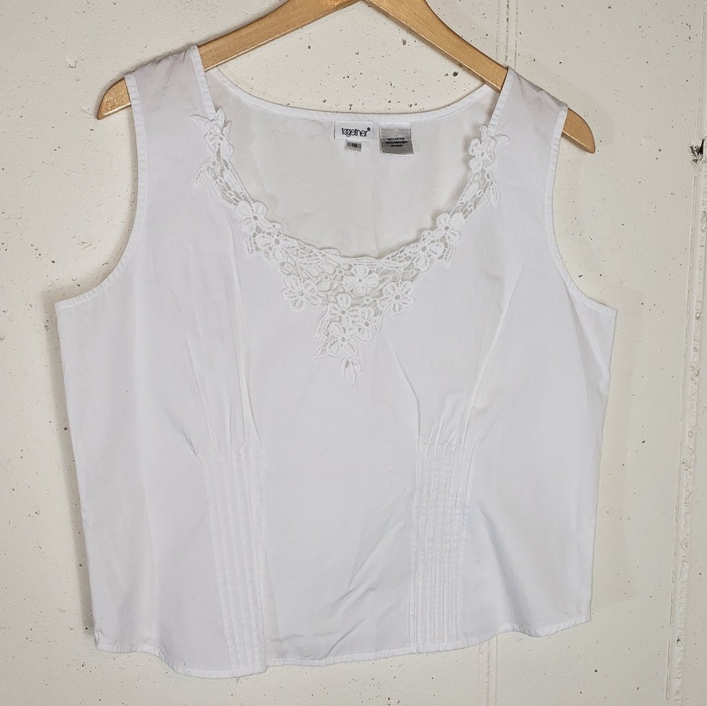Together white cotton sleeveless blouse size 16